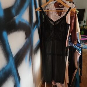 Black Lace Slip...torso Body Shaping..vintage.